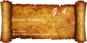 Geier Albert névjegykártya